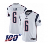 Men's New England Patriots #6 Ryan Allen White Vapor Untouchable Limited Player 100th Season Football Jersey