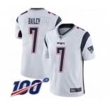 Men's New England Patriots #7 Jake Bailey White Vapor Untouchable Limited Player 100th Season Football Jersey