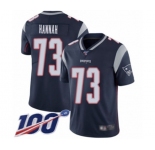 Men's New England Patriots #73 John Hannah Navy Blue Team Color Vapor Untouchable Limited Player 100th Season Football Jersey