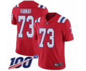 Men's New England Patriots #73 John Hannah Red Alternate Vapor Untouchable Limited Player 100th Season Football Jersey