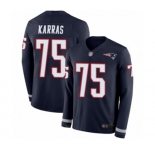 Men's New England Patriots #75 Ted Karras Limited Navy Blue Therma Long Sleeve Football Jersey