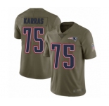 Men's New England Patriots #75 Ted Karras Limited Olive 2017 Salute to Service Football Jersey