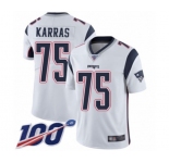 Men's New England Patriots #75 Ted Karras White Vapor Untouchable Limited Player 100th Season Football Jersey
