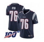 Men's New England Patriots #76 Isaiah Wynn Navy Blue Team Color Vapor Untouchable Limited Player 100th Season Football Jersey