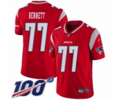 Men's New England Patriots #77 Michael Bennett Limited Red Inverted Legend 100th Season Football Jersey