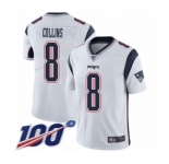 Men's New England Patriots #8 Jamie Collins White Vapor Untouchable Limited Player 100th Season Football Jersey