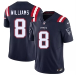 Men's New England Patriots #8 Kyle Williams Navy 2026 F.U.S.E. Vapor Limited Football Stitched Jersey