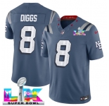 Men's New England Patriots #8 Stefon Diggs Storm Blue 2025 F.U.S.E. Super Bowl LX Patch “Rivalries†Vapor Limited Football Stitched Jersey