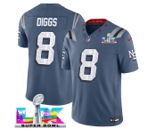 Men's New England Patriots #8 Stefon Diggs Storm Blue 2025 F.U.S.E. Super Bowl LX Patch “Rivalries” Vapor Limited Football Stitched Jersey