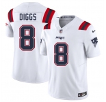 Men's New England Patriots #8 Stefon Diggs White 2025 F.U.S.E. Vapor Limited Football Stitched Jersey