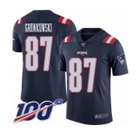 Men's New England Patriots #87 Rob Gronkowski Limited Navy Blue Rush Vapor Untouchable 100th Season Football Jersey