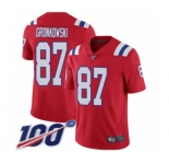 Men's New England Patriots #87 Rob Gronkowski Red Alternate Vapor Untouchable Limited Player 100th Season Football Jersey