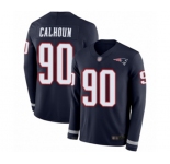 Men's New England Patriots #90 Shilique Calhoun Limited Navy Blue Therma Long Sleeve Football Jersey