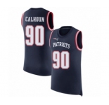 Men's New England Patriots #90 Shilique Calhoun Navy Blue Rush Player Name & Number Tank Top Football Jersey