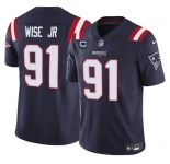 Men's New England Patriots #91 Deatrich Wise Jr Navy F.U.S.E. With 3-Star C Patch Vapor Limited Stitched Football Jersey