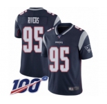 Men's New England Patriots #95 Derek Rivers Navy Blue Team Color Vapor Untouchable Limited Player 100th Season Football Jersey