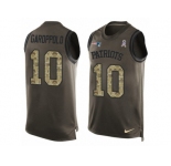 Men's Nike New England Patriots #10 Jimmy Garoppolo Limited Green Salute to Service Tank Top NFL Jersey