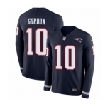 Men's Nike New England Patriots #10 Josh Gordon Limited Navy Blue Therma Long Sleeve NFL Jersey