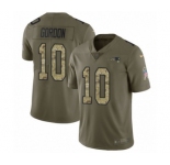 Men's Nike New England Patriots #10 Josh Gordon Limited Olive-Camo 2017 Salute to Service NFL Jersey