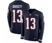 Men's Nike New England Patriots #13 Phillip Dorsett Limited Navy Blue Therma Long Sleeve NFL Jersey