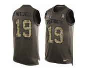 Men's Nike New England Patriots #19 Malcolm Mitchell Limited Green Salute to Service Tank Top NFL Jersey