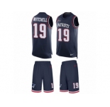 Men's Nike New England Patriots #19 Malcolm Mitchell Limited Navy Blue Tank Top Suit NFL Jersey
