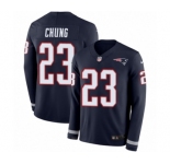 Men's Nike New England Patriots #23 Patrick Chung Limited Navy Blue Therma Long Sleeve NFL Jersey