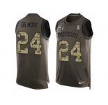 Men's Nike New England Patriots #24 Stephon Gilmore Limited Green Salute to Service Tank Top NFL Jersey