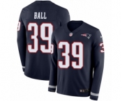 Men's Nike New England Patriots #39 Montee Ball Limited Navy Blue Therma Long Sleeve NFL Jersey
