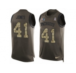 Men's Nike New England Patriots #41 Cyrus Jones Limited Green Salute to Service Tank Top NFL Jersey