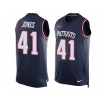 Men's Nike New England Patriots #41 Cyrus Jones Limited Navy Blue Player Name & Number Tank Top NFL Jersey