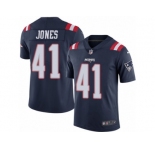 Men's Nike New England Patriots #41 Cyrus Jones Limited Navy Blue Rush NFL Jersey