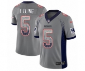 Men's Nike New England Patriots #5 Danny Etling Limited Gray Rush Drift Fashion NFL Jersey
