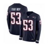 Men's Nike New England Patriots #53 Kyle Van Noy Limited Navy Blue Therma Long Sleeve NFL Jersey