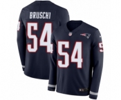 Men's Nike New England Patriots #54 Tedy Bruschi Limited Navy Blue Therma Long Sleeve NFL Jersey