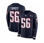 Men's Nike New England Patriots #56 Andre Tippett Limited Navy Blue Therma Long Sleeve NFL Jersey