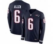 Men's Nike New England Patriots #6 Ryan Allen Limited Navy Blue Therma Long Sleeve NFL Jersey
