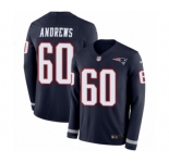 Men's Nike New England Patriots #60 David Andrews Limited Navy Blue Therma Long Sleeve NFL Jersey