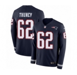 Men's Nike New England Patriots #62 Joe Thuney Limited Navy Blue Therma Long Sleeve NFL Jersey