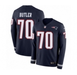 Men's Nike New England Patriots #70 Adam Butler Limited Navy Blue Therma Long Sleeve NFL Jersey