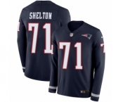 Men's Nike New England Patriots #71 Danny Shelton Limited Navy Blue Therma Long Sleeve NFL Jersey
