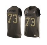 Men's Nike New England Patriots #73 John Hannah Limited Green Salute to Service Tank Top NFL Jersey