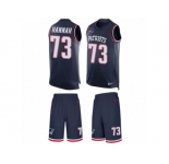 Men's Nike New England Patriots #73 John Hannah Limited Navy Blue Tank Top Suit NFL Jersey
