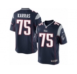 Men's Nike New England Patriots #75 Ted Karras Limited Navy Blue Team Color NFL Jersey