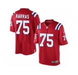 Men's Nike New England Patriots #75 Ted Karras Limited Red Alternate NFL Jersey