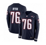 Men's Nike New England Patriots #76 Isaiah Wynn Limited Navy Blue Therma Long Sleeve NFL Jersey