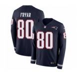 Men's Nike New England Patriots #80 Irving Fryar Limited Navy Blue Therma Long Sleeve NFL Jersey