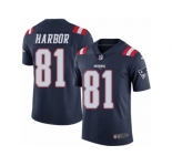 Men's Nike New England Patriots #81 Clay Harbor Limited Navy Blue Rush NFL Jersey