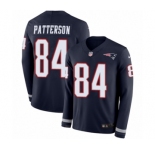 Men's Nike New England Patriots #84 Cordarrelle Patterson Limited Navy Blue Therma Long Sleeve NFL Jersey