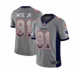 Men's Nike New England Patriots #91 Deatrich Wise Jr Limited Gray Rush Drift Fashion NFL Jersey